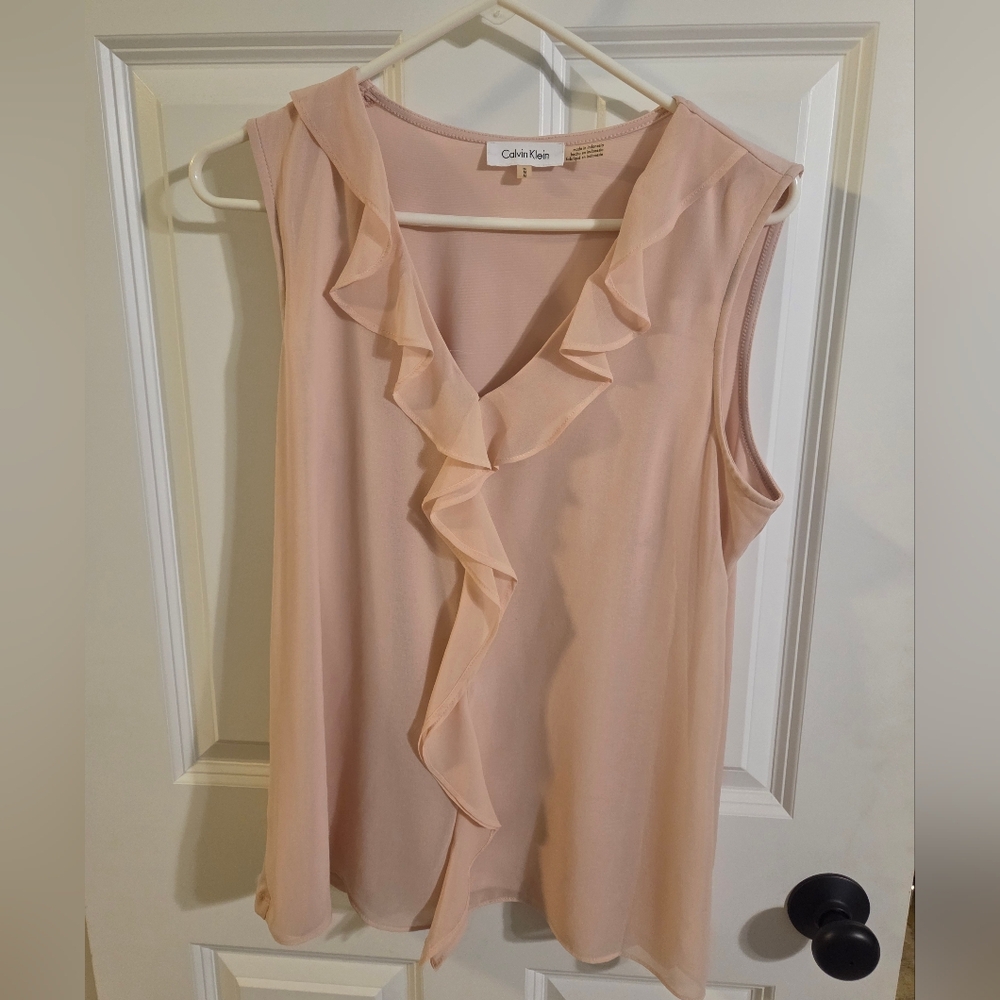 Calvin Klein Women's Pink Ruffle Top